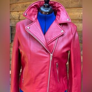 Mango Cherry Leather Jacket
